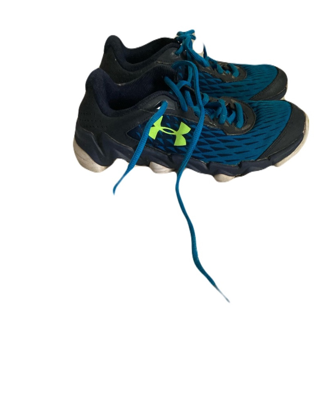 Under Armour Kids Blue and Neon Yellow Athletic Sneakers